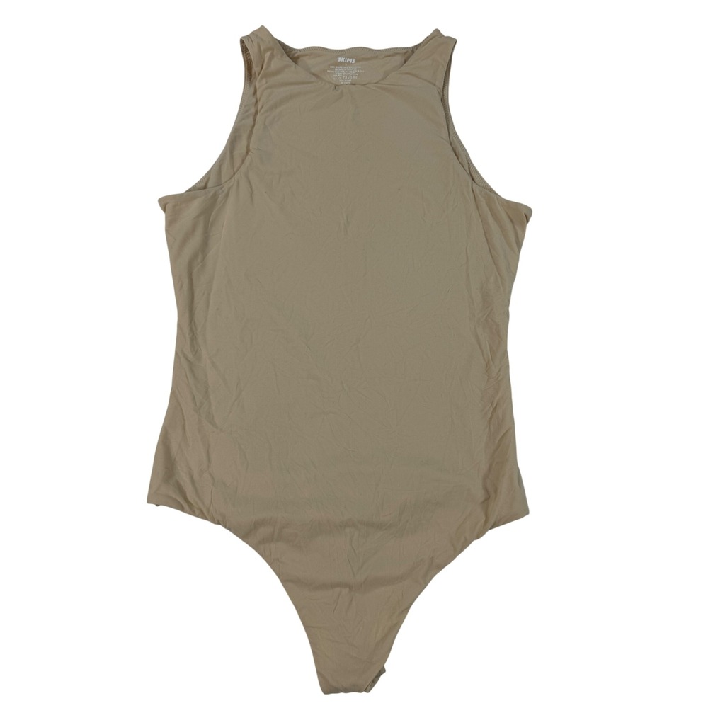 SKIMS‎ Fits Everybody High Neck Thong Bodysuit Sand BS-BST-0232 Women's Size M
